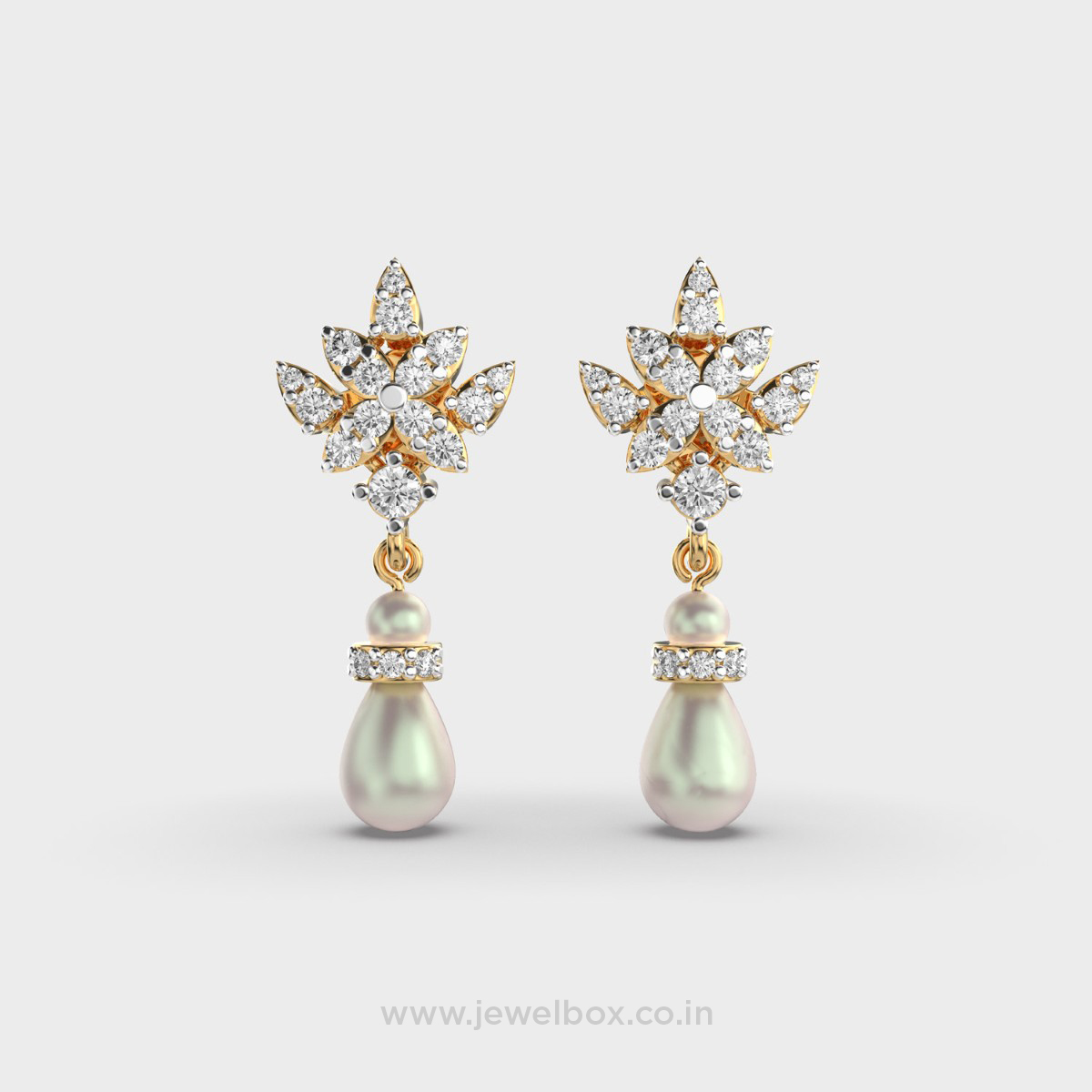 Starry Diamond Encrusted Pearl Drop Earrings