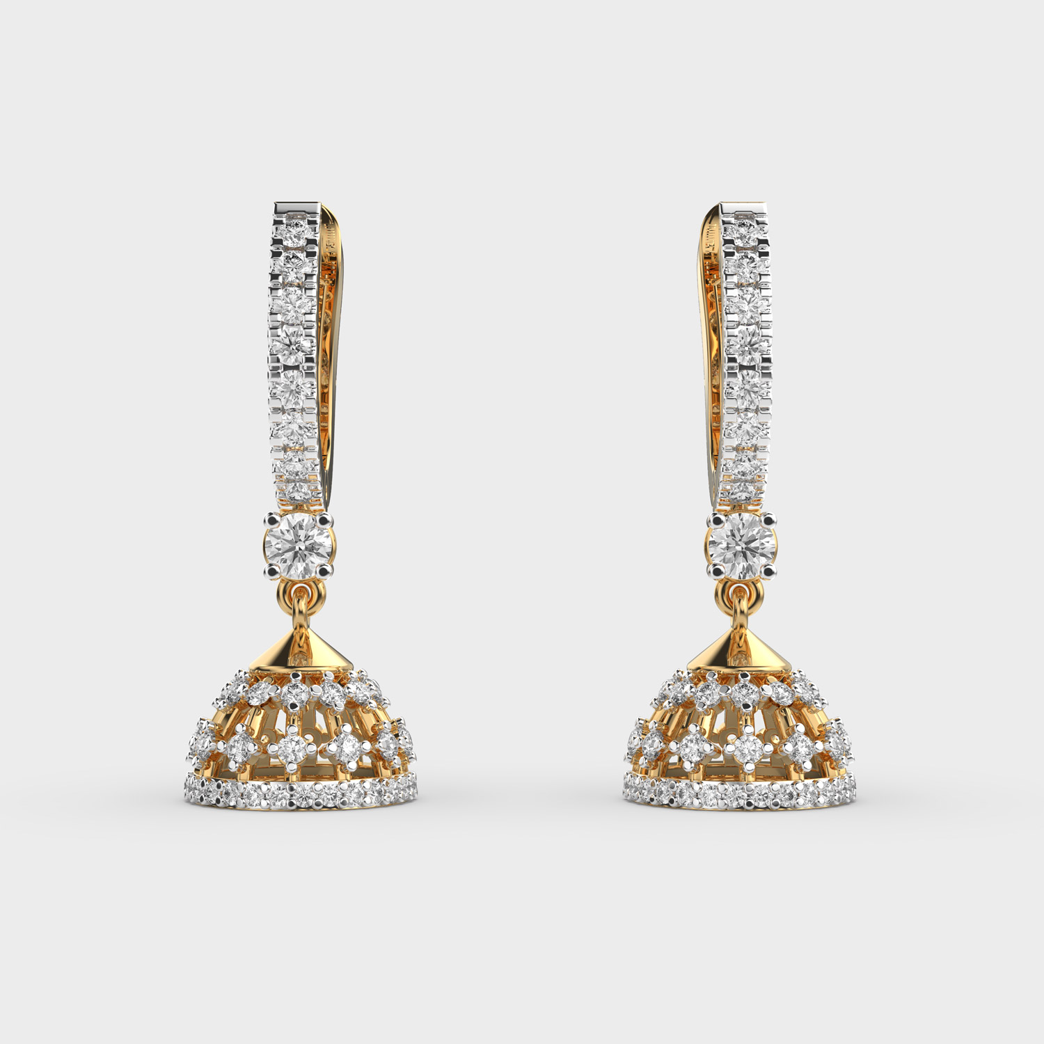 Shimmering Bollywood Jhumka Diamond Earrings