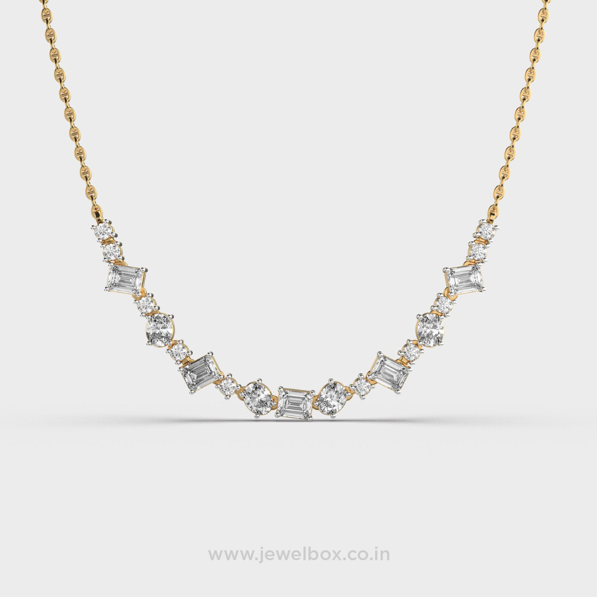 Clustered Baguette Diamond String Necklace