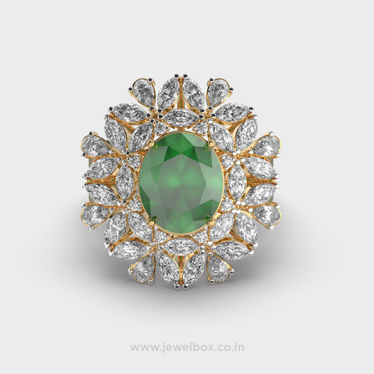 Marie Therese Green Stone Diamond Ring