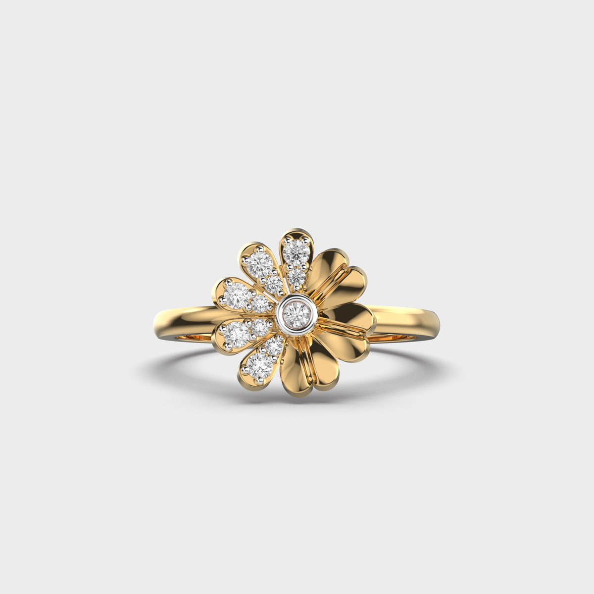 Half and Half Daisy Delight Diamond Ring