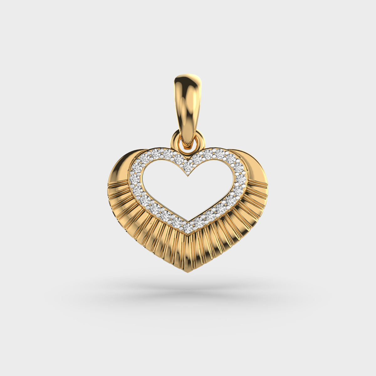 Lovers Heart Diamond Clustered Pendant Without Chain