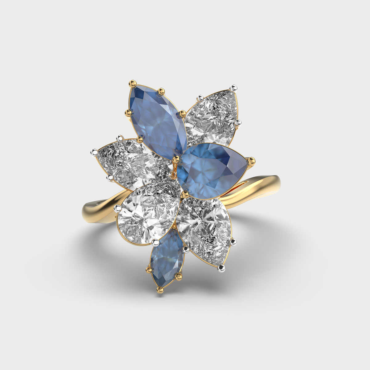 Winter's Blue Flower Diamond Ring