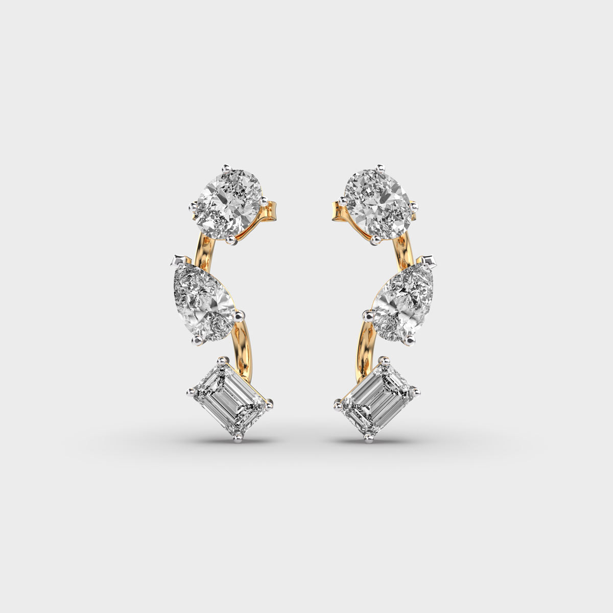 Dancing Ear Piercing Diamond Studs